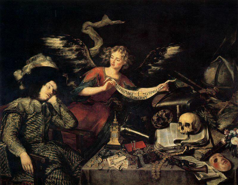 Antonio de Pereda, “El sueño del caballero o Desengaño de la vida,” (1645-1650) Madrid, Real Academia de Bellas Artes de San Fernando.